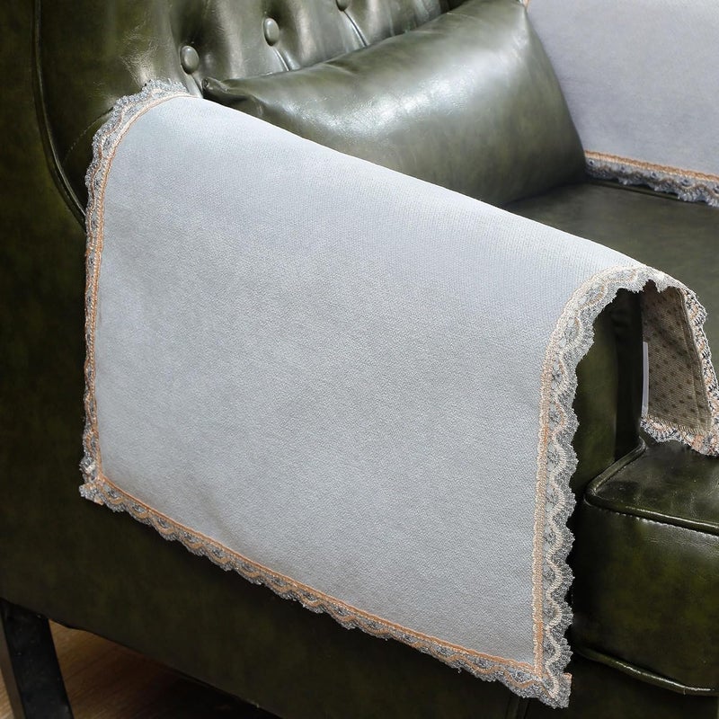 MINJIATEX Couch arm Covers,Non-Slip lace Sofa arm Covers Set of 2 Washable Sofa armrests Cover for Living Room Recliner Chair arm Cover Protectors for Leather armrest (YC-Light Gray) - Image 1
